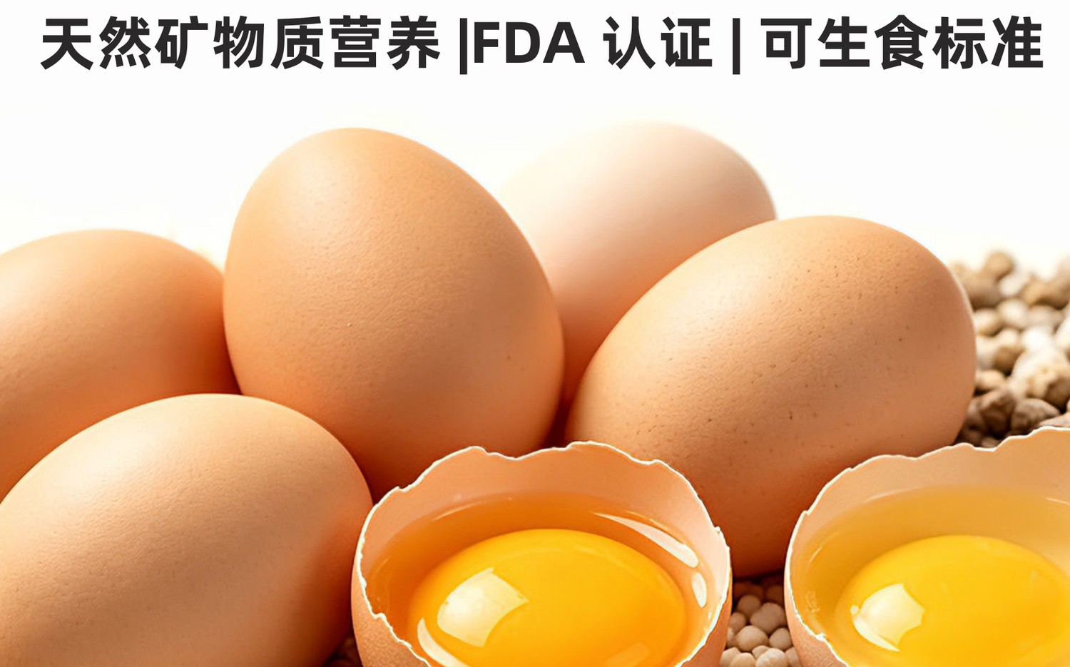 天然礦物質與穀物上的鮮雞蛋