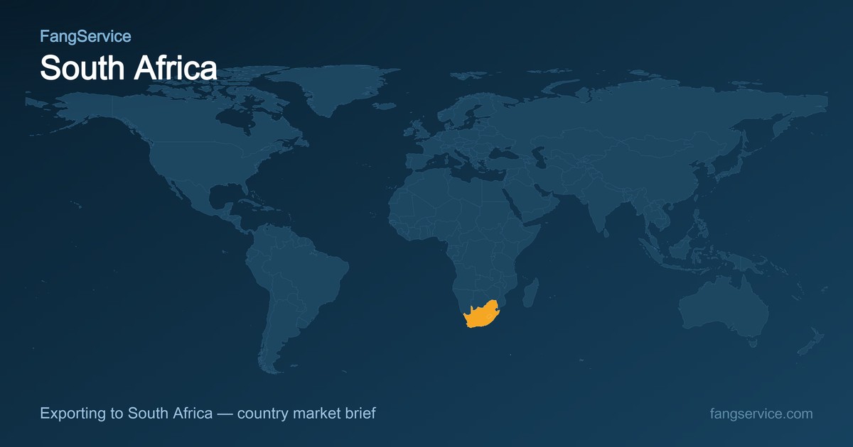 South Africa on the world map