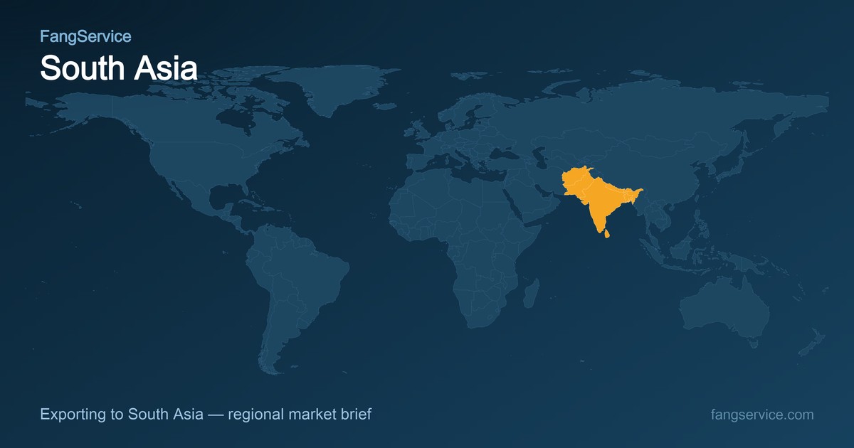 South Asia on the world map