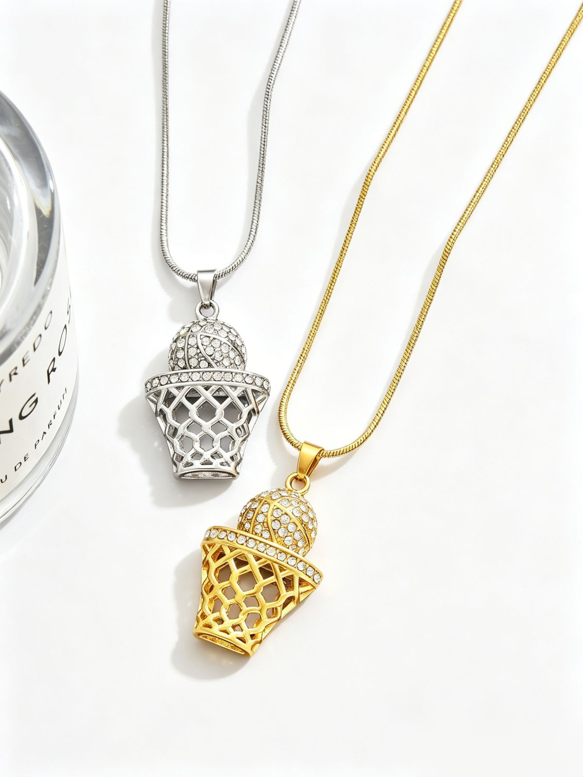 Gold Basketball Hoop Necklace (W10-XL10698)