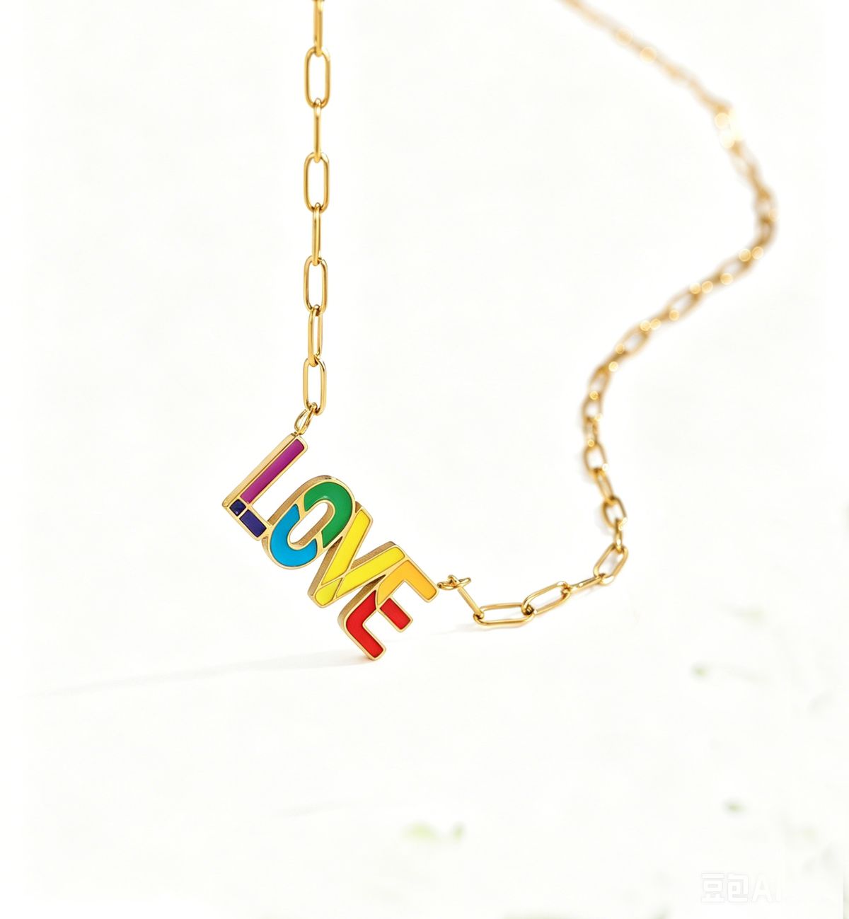 Colorful Hearts Choker Necklace (W71-XL1802-GD)