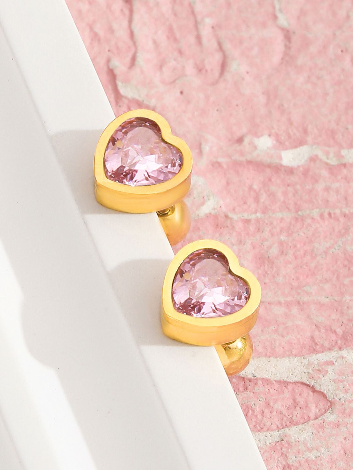 Fuchsia Square Geometric CZ Stud Earrings (W74-EH74035-FS)