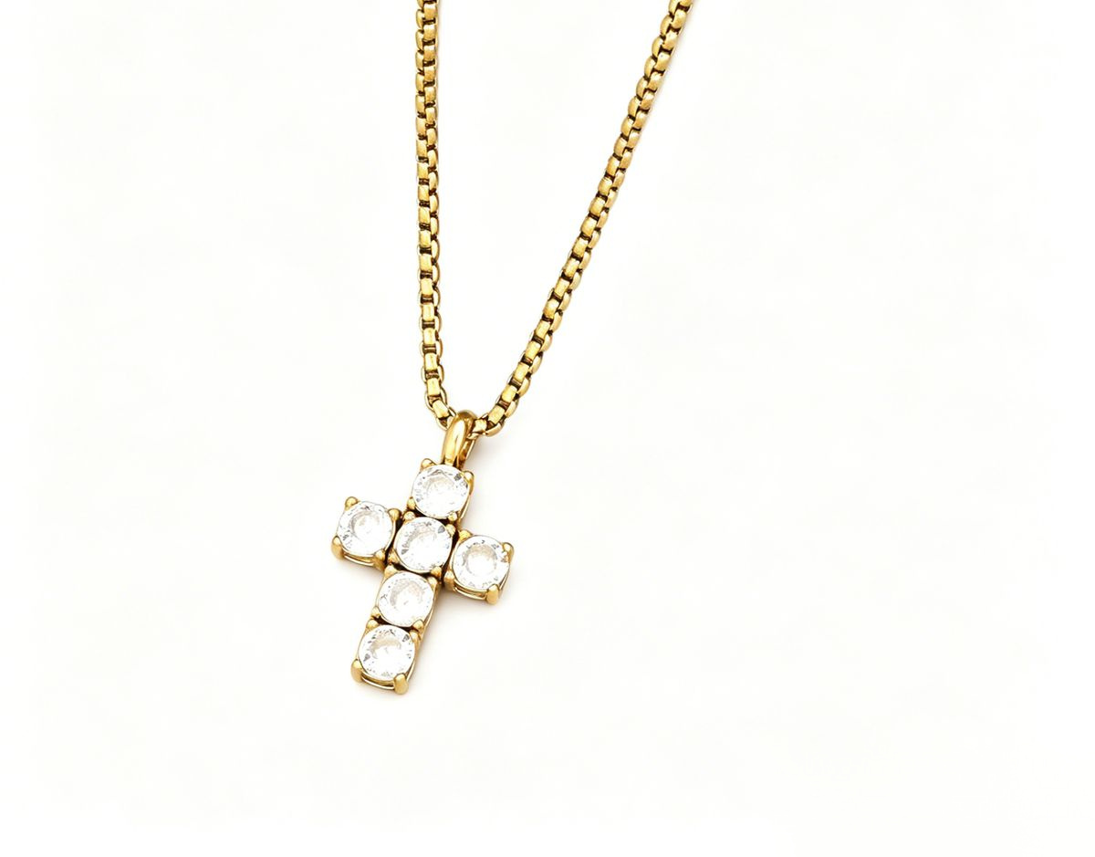 Women's Dainty Gold Cross Necklace (W10-XL10685-GD)
